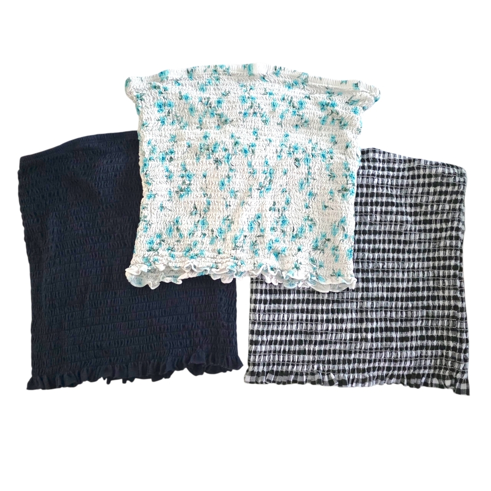 Urban Planet Set of 3 Cropped Shirred Tube Tops